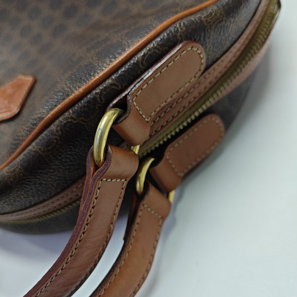Coated Canvas Top Handle Bag Brown