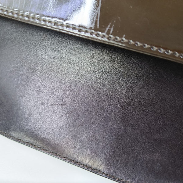 Patent Leather Shoulder Bag Brown
