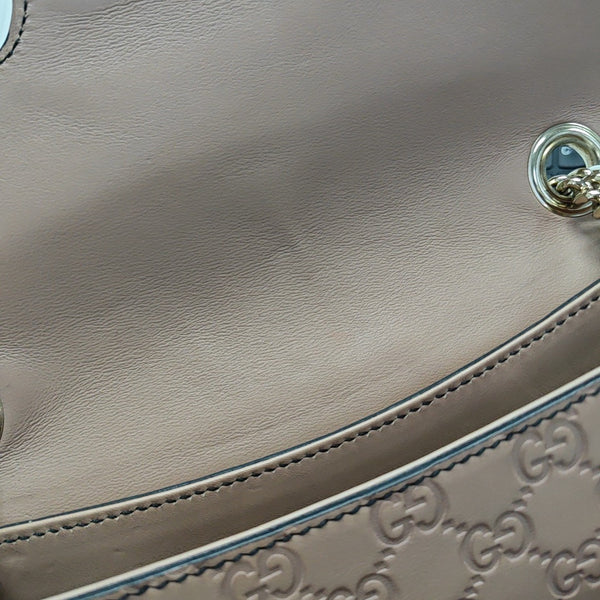 Emily Chain Monogram Calfskin Beige