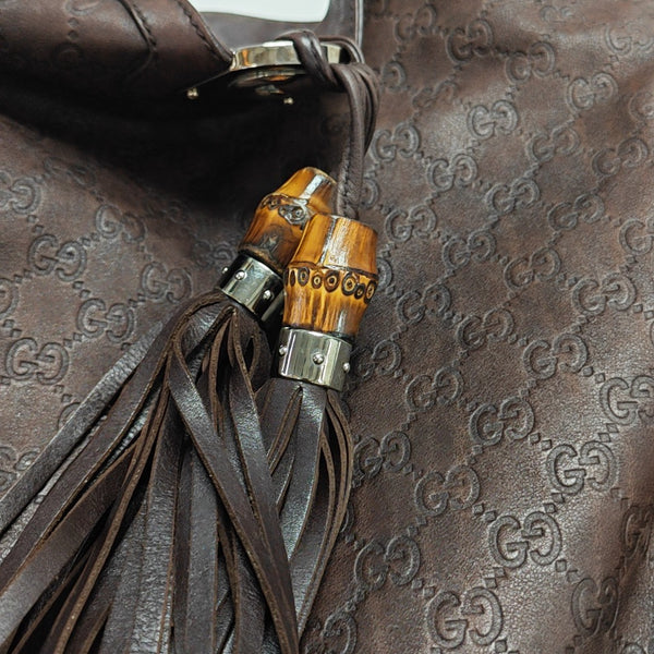 Monogram Calfskin Top Handle Bag Brown