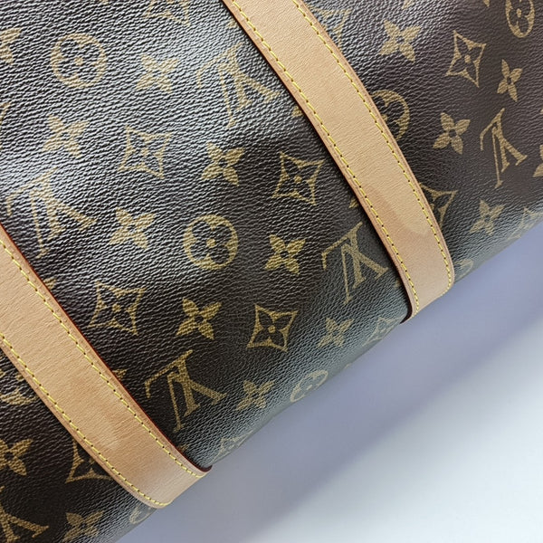 KEEPALL 50 Monogram Coated Canvas Brown