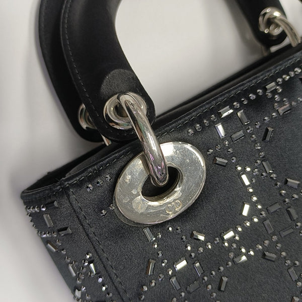 Lady Dior Mini Cannage Silk Satin Black
