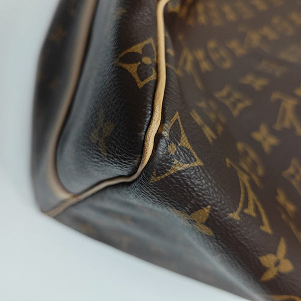 KEEPALL 55 Monogram Coated Canvas Brown