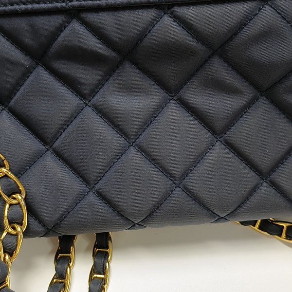 Quilted Nylon Shoulder Bag Blue
