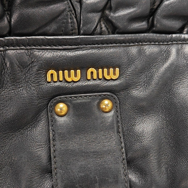Miu Coffer Quilted Lambskin Black