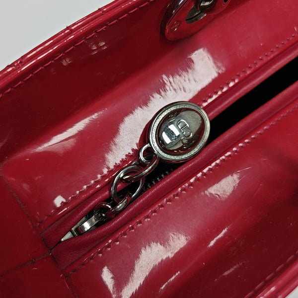 Lady Dior Large Cannage Patent Leather Red