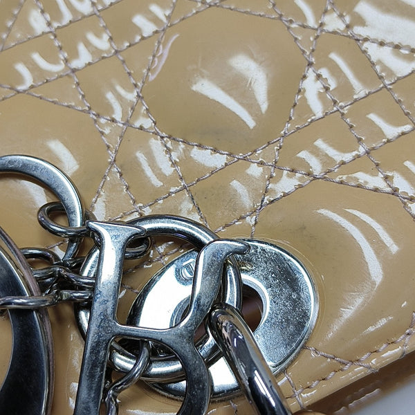 Lady Dior Medium Cannage Patent Leather Beige