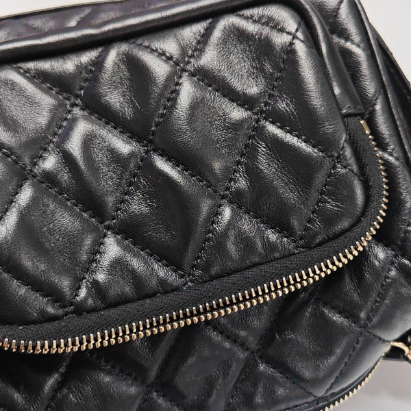 Quilted Lambskin Shoulder Bag Black