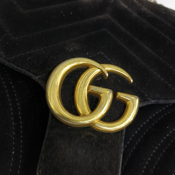 GG Marmont Medium Quilted Velvet Black
