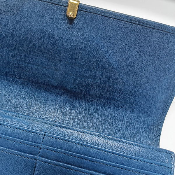 CHYC Y LIGNE Calfskin Blue Wallet