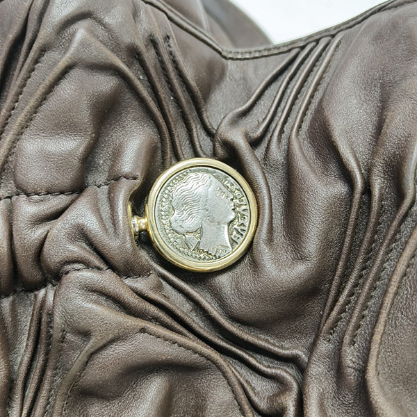 Leather Top Handle Bag Brown