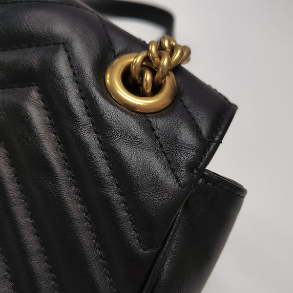 GG Marmont Medium Quilted Calfskin Black