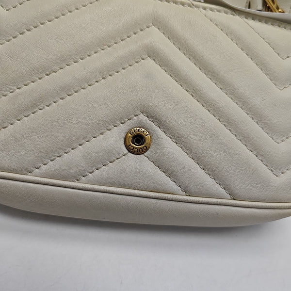 GG Marmont Mini Quilted Calfskin White