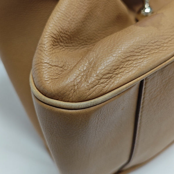 Calfskin Top Handle Bag Brown