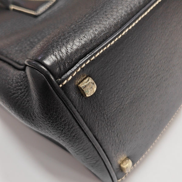 Calfskin Top Handle Bag Black