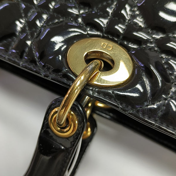 Lady Dior Grande Cannage Charol Negro