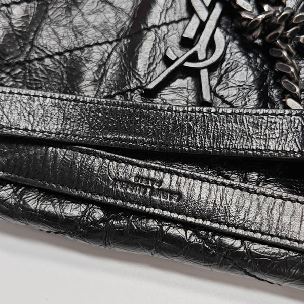 NIKI Medium Chevron Calfskin Black