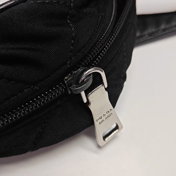 Quilted Fabric Top Handle Bag Black