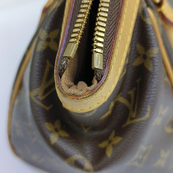 Monogram Coated Canvas Top Handle Bag Brown