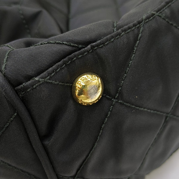 Quilted Nylon Shoulder Bag Black