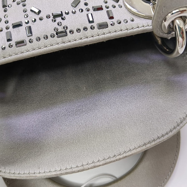 Lady Dior Mini Cannage Silk Satin Gray