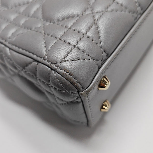Lady Dior Mini Cannage Lambskin Silver