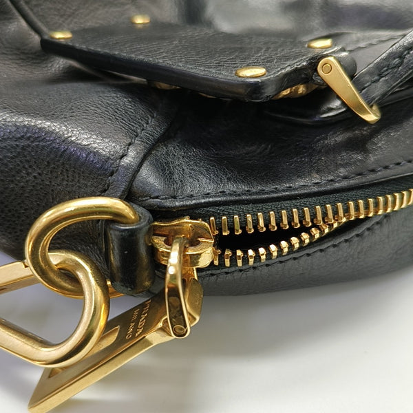 Leather Shoulder Bag Black