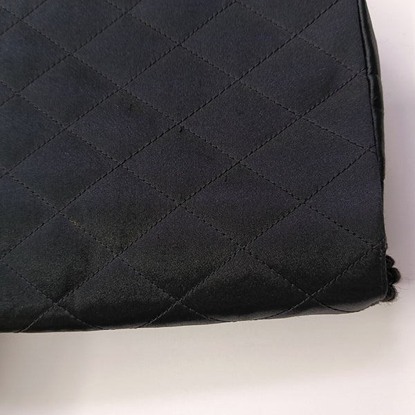Quilted Silk Satin Shoulder Bag Green