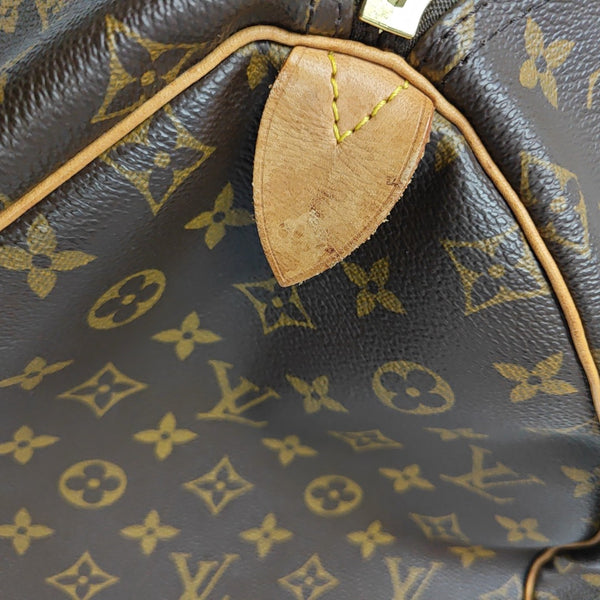 KEEPALL 55 Monogram Coated Canvas Brown