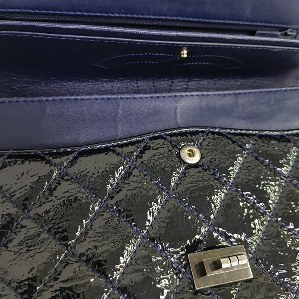 2.55 227 (jumbo) Quilted Patent Leather Blue