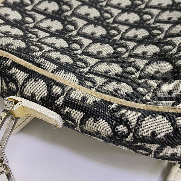 Oblique Coated Canvas Shoulder Bag Gray