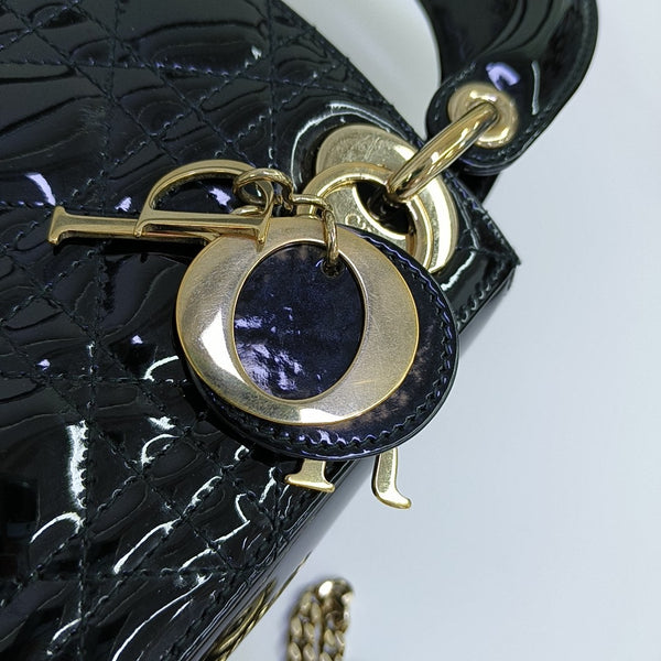 Lady Dior Mini Quilted Patent Leather Black