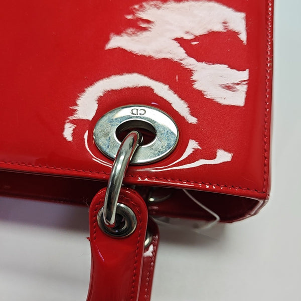 Lady Dior Medium Patent Leather Red