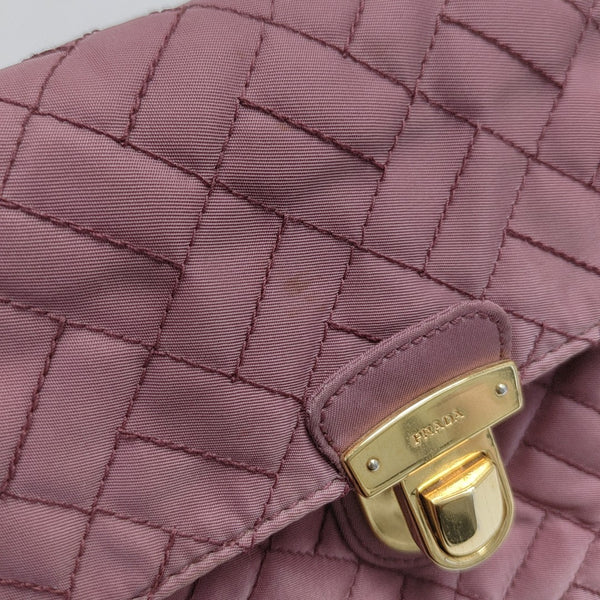 Quilted Nylon Shoulder Bag Pink