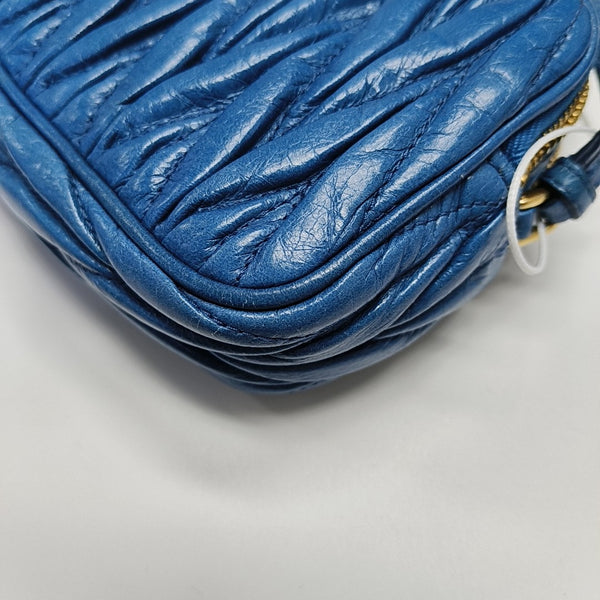 Quilted Lambskin Top Handle Bag Blue