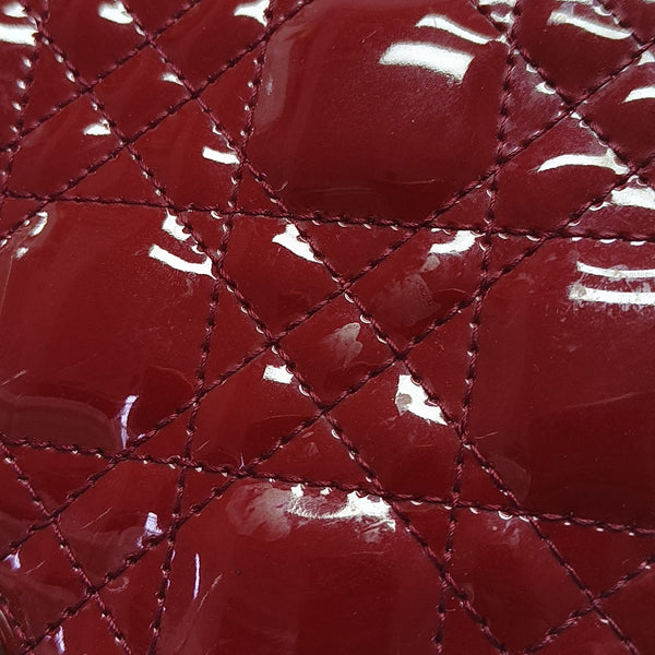 Lady Dior Medium Cannage Patent Leather Red