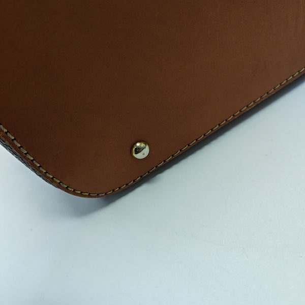Coated Canvas Top Handle Bag Brown