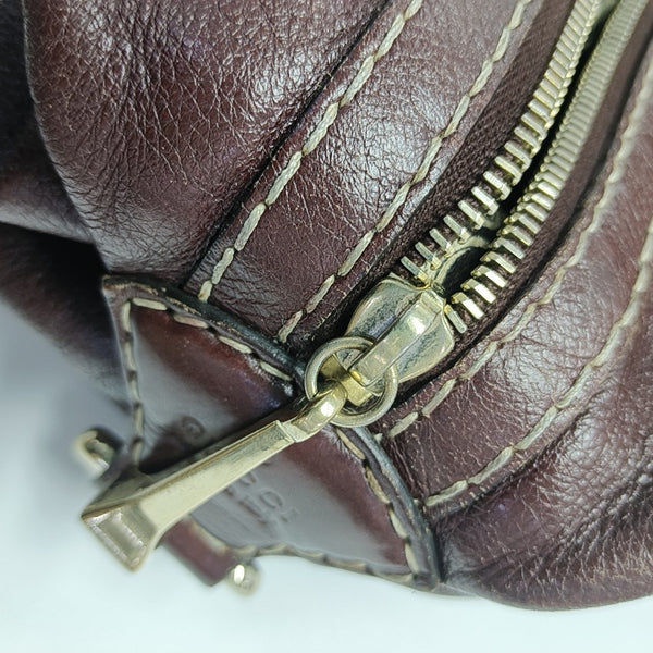 Calfskin Top Handle Bag Brown