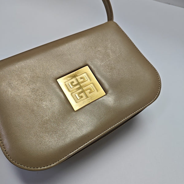 Leather Top Handle Bag Brown