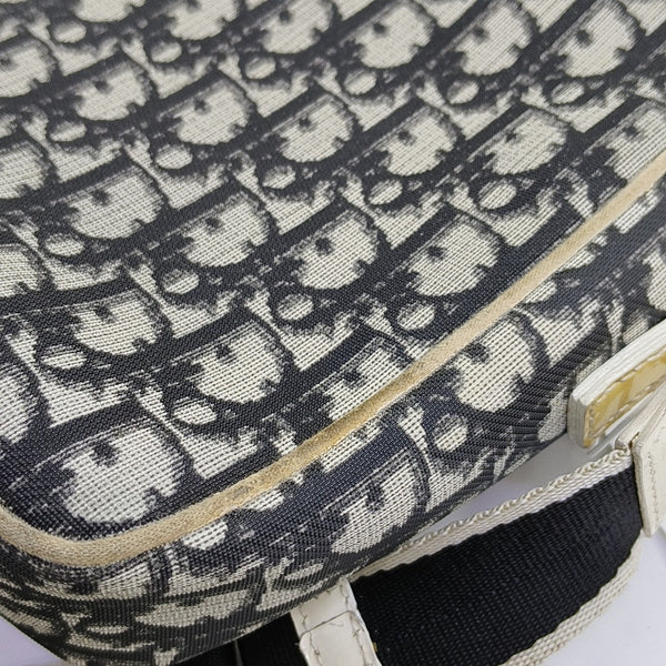 Oblique Coated Canvas Shoulder Bag Gray