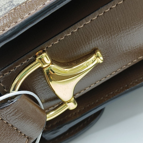 Horsebit 1955 Small Monogram Coated Canvas Black