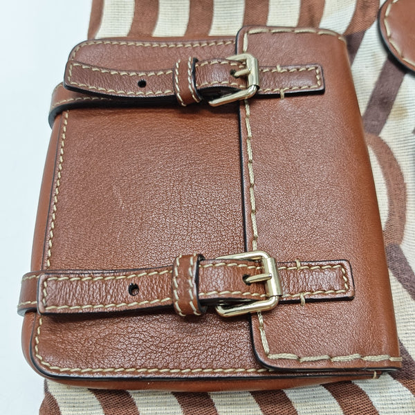Fabric Top Handle Bag Brown