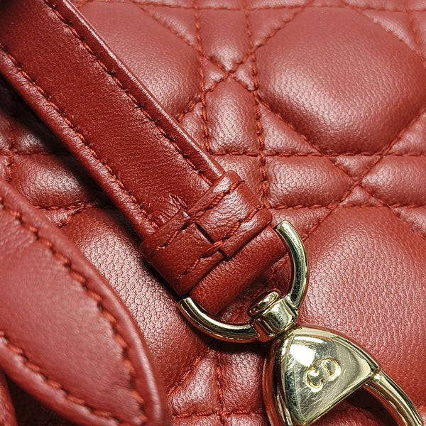 Lady Dior Mini Cannage Lambskin Red