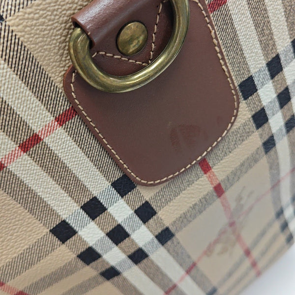 Coated Canvas Top Handle Bag Beige