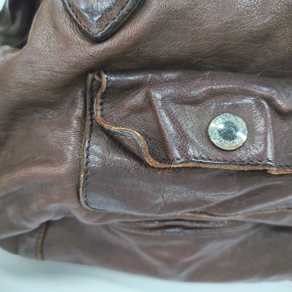 Calfskin Top Handle Bag Brown