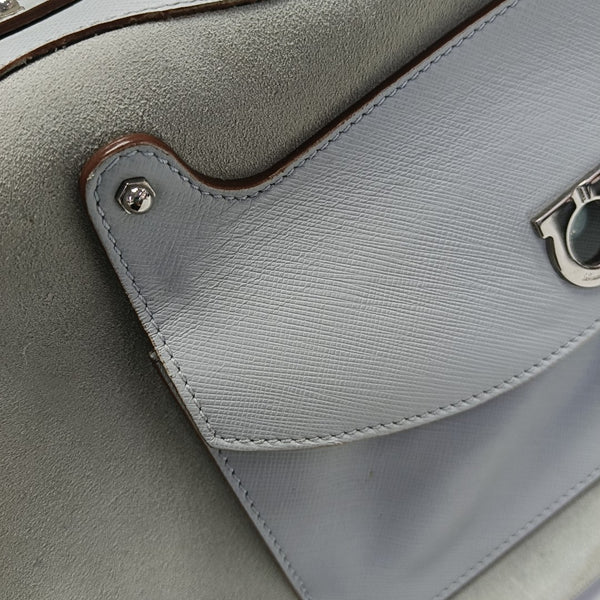 Suede Top Handle Bag Blue