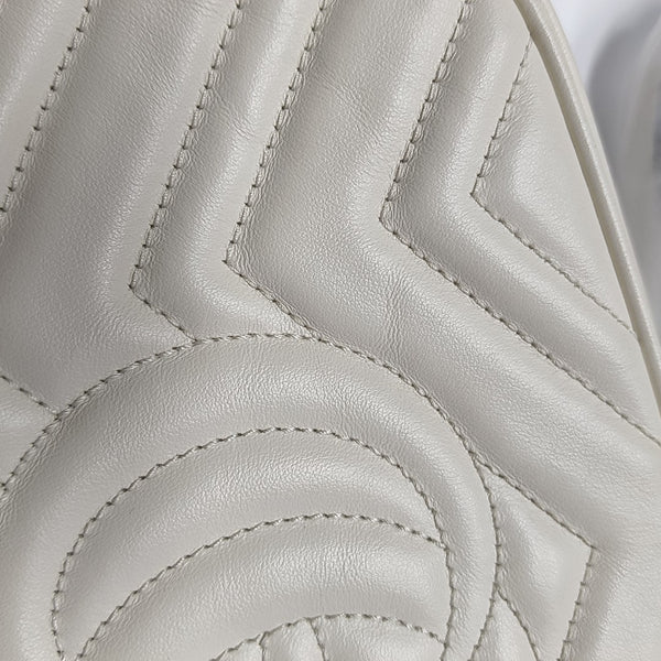 GG Marmont Small Quilted Calfskin White