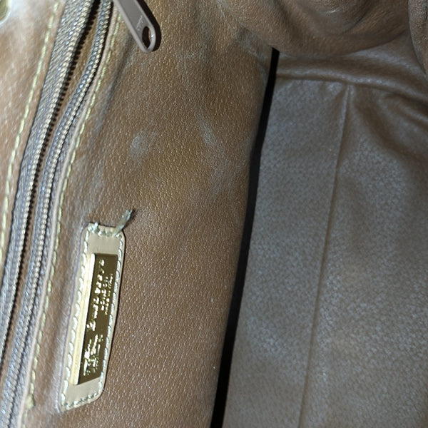 Coated Canvas Shoulder Bag Beige