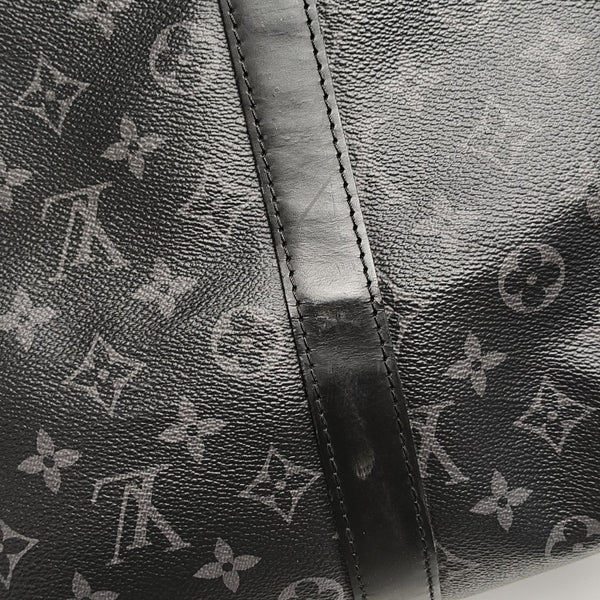 KEEPALL 55 Monogram Coated Canvas Black
