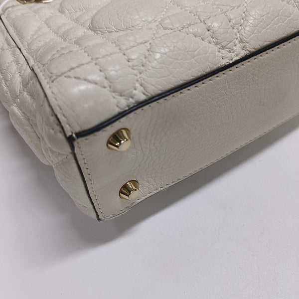 Lady Dior Mini Piel de Cordero Blanca